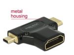 Adapter HDMI (F) -> HDMI (M) + micro HDMI (M) Delock