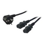 Kabel zasilający LogiLink CP101 typu Y Schuko > 2x C13 czarny 1,5m