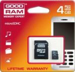 GOODRAM MicroSDHC 4 GB Class-4 + Adapter