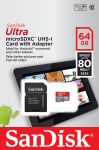 Karta pamięci microSDHC SanDisk ULTRA ANDROID 64 GB 80 MB/s Class 10 UHS-I + ADAPTER SD