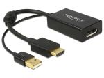 ADAPTER HDMI(M)-DISPLAYPORT 1.2(F)+ZASILANIE USB 24CM DELOCK