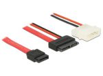 KABEL SATA SLIM(F) 7+6 PIN-> SATA 7 PIN + 2 PIN POWER(M) 15CM DELOCK